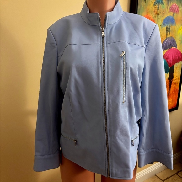 Designer Carlisle Leather Jacket SIZE 16 - Picture 1 of 5